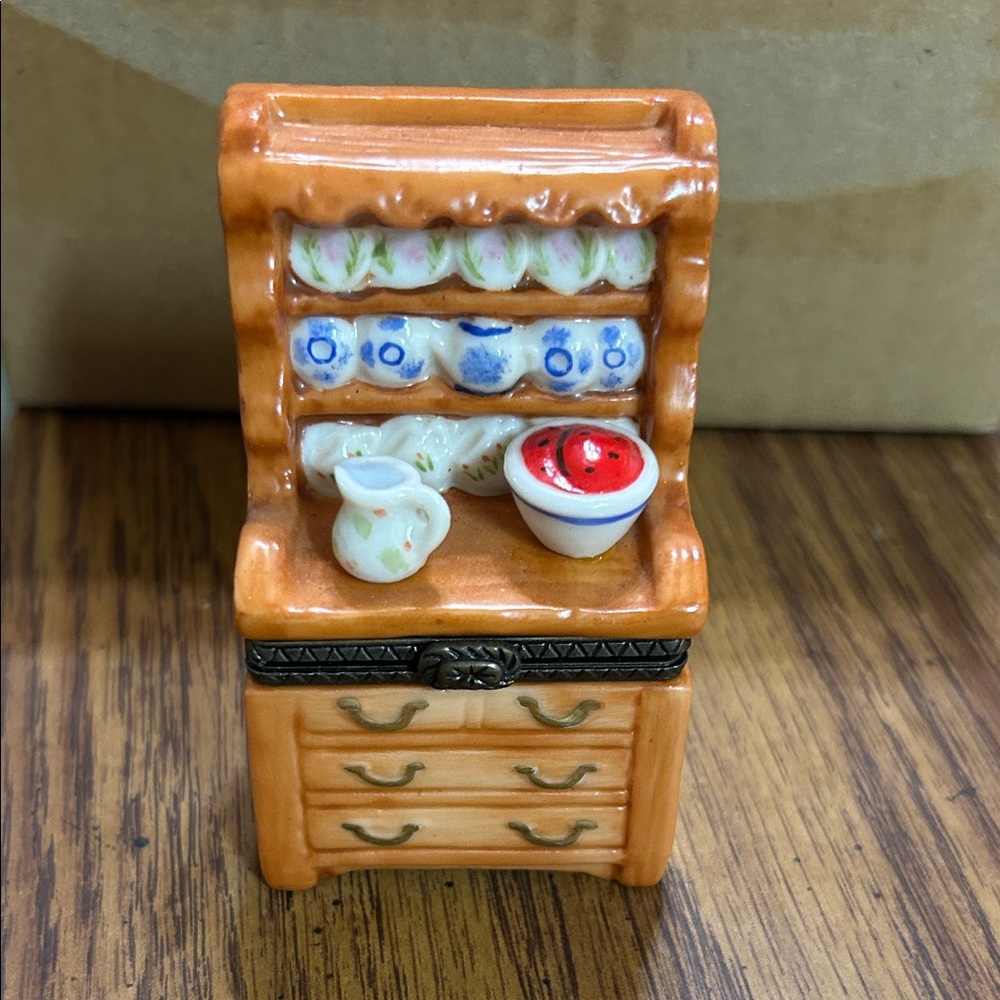 Vintage Mini Ceramic Hutch With Bowls and Pitcher